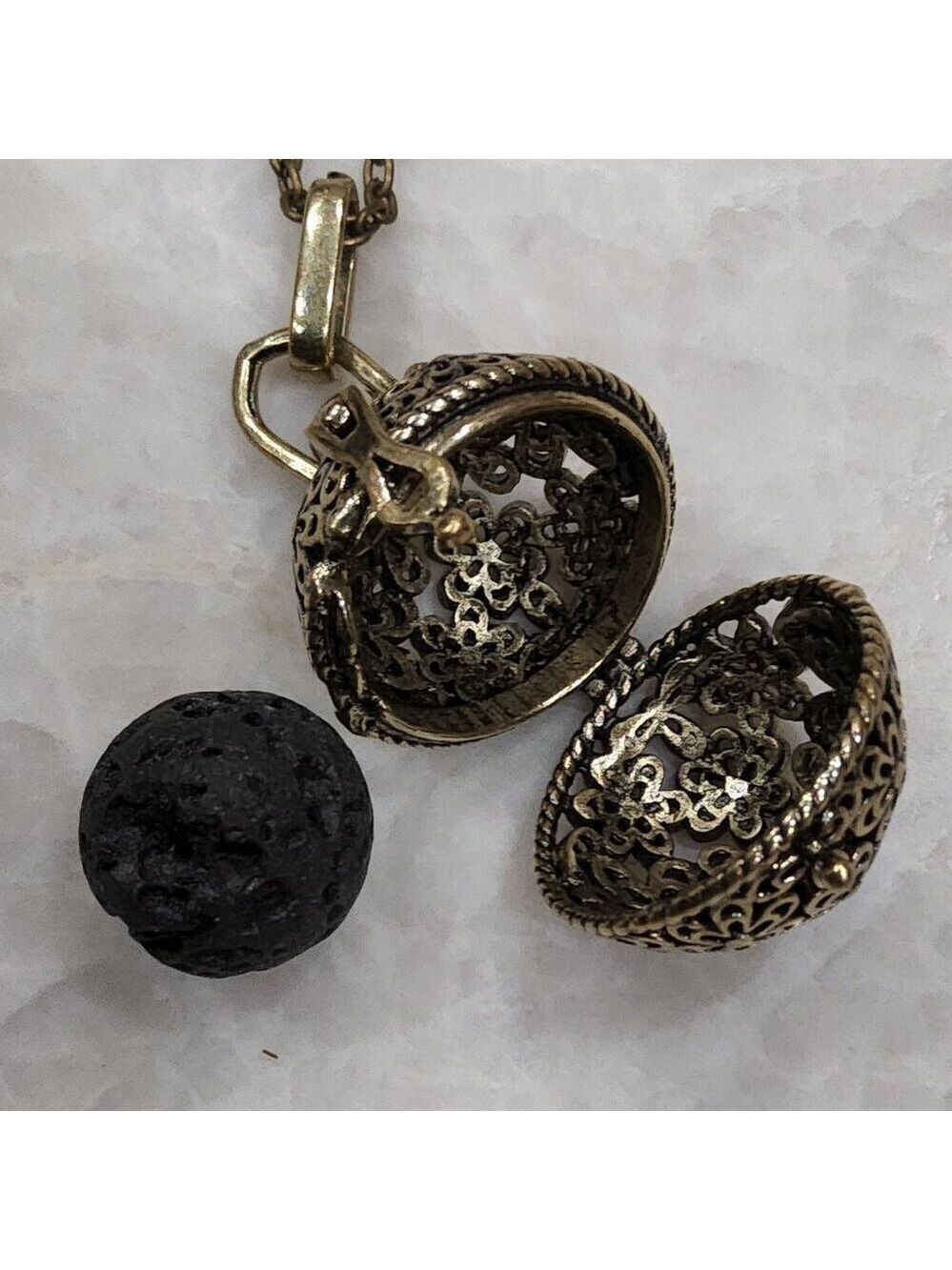 Filigree Necklace Lava Stone